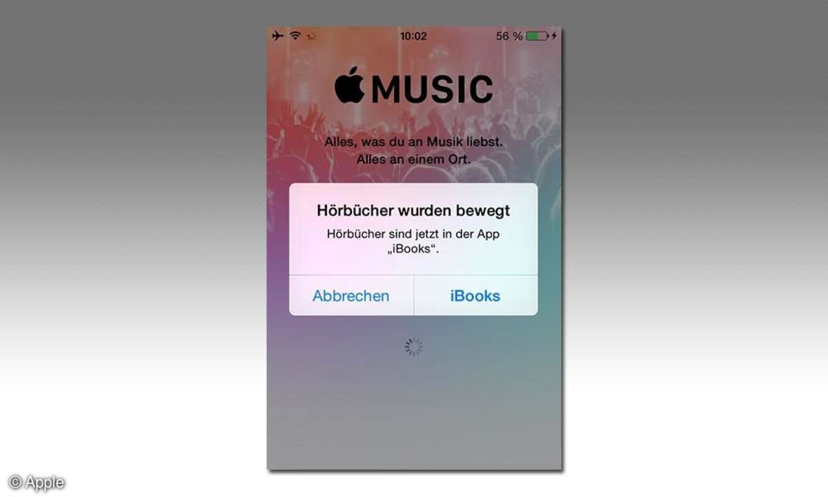 iPhone-Screenshot: Neustart von Apple Music