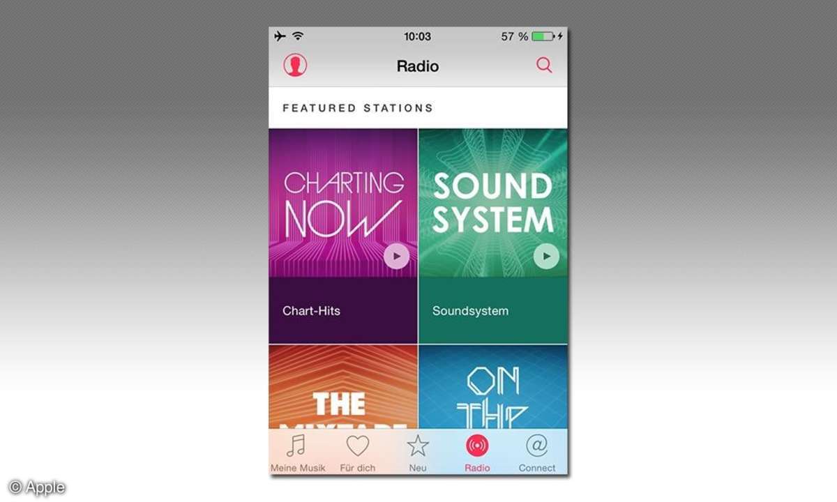 iPhone-Screenshot: Radiostationen