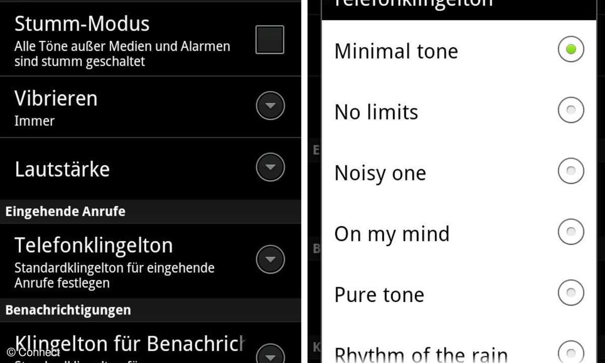 Klingeltöne und Kontakte bei Android
