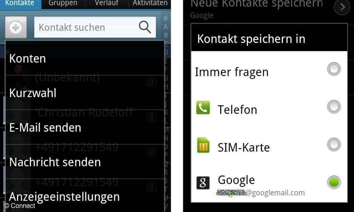 Kontakte mit Google verwalten