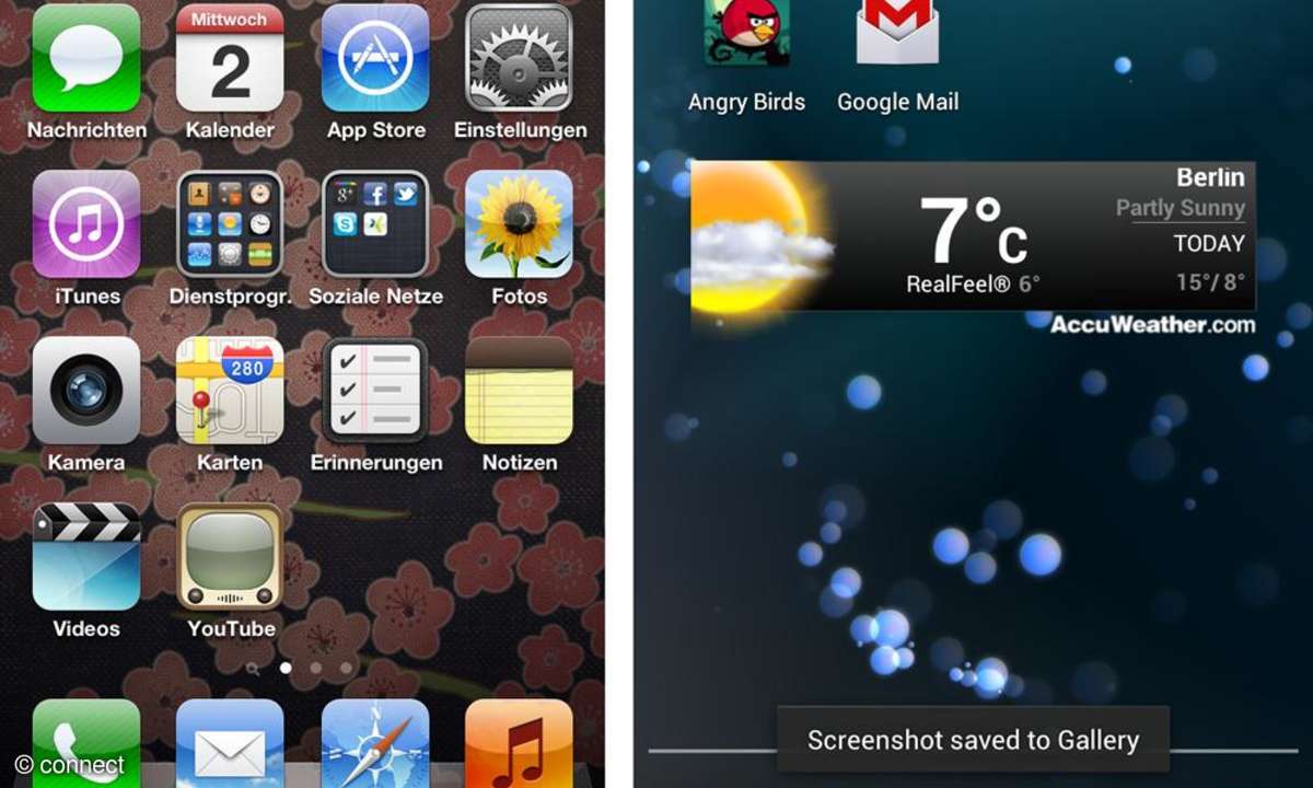 Android Ice Cream Sandwich und iOS 5 im Vergleich