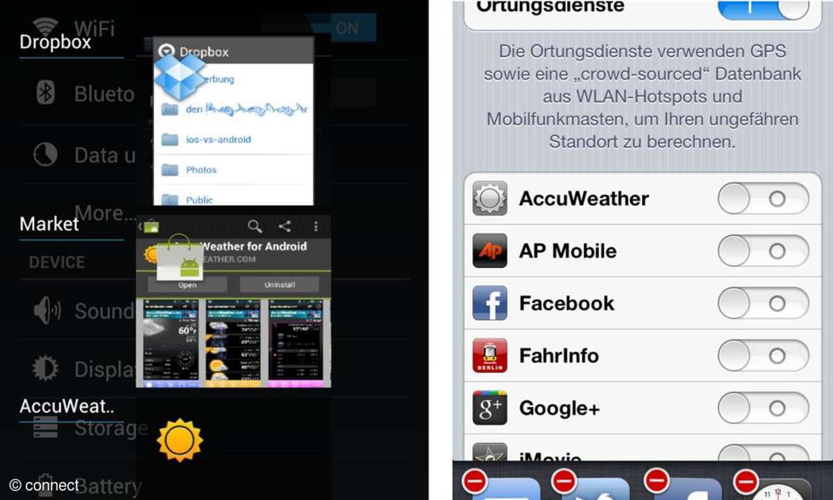 Android Ice Cream Sandwich und iOS 5 im Vergleich