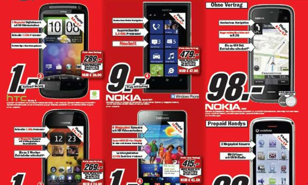 MediaMarkt-Angebote: Galaxy S II, Nokia Lumia 800 und weitere