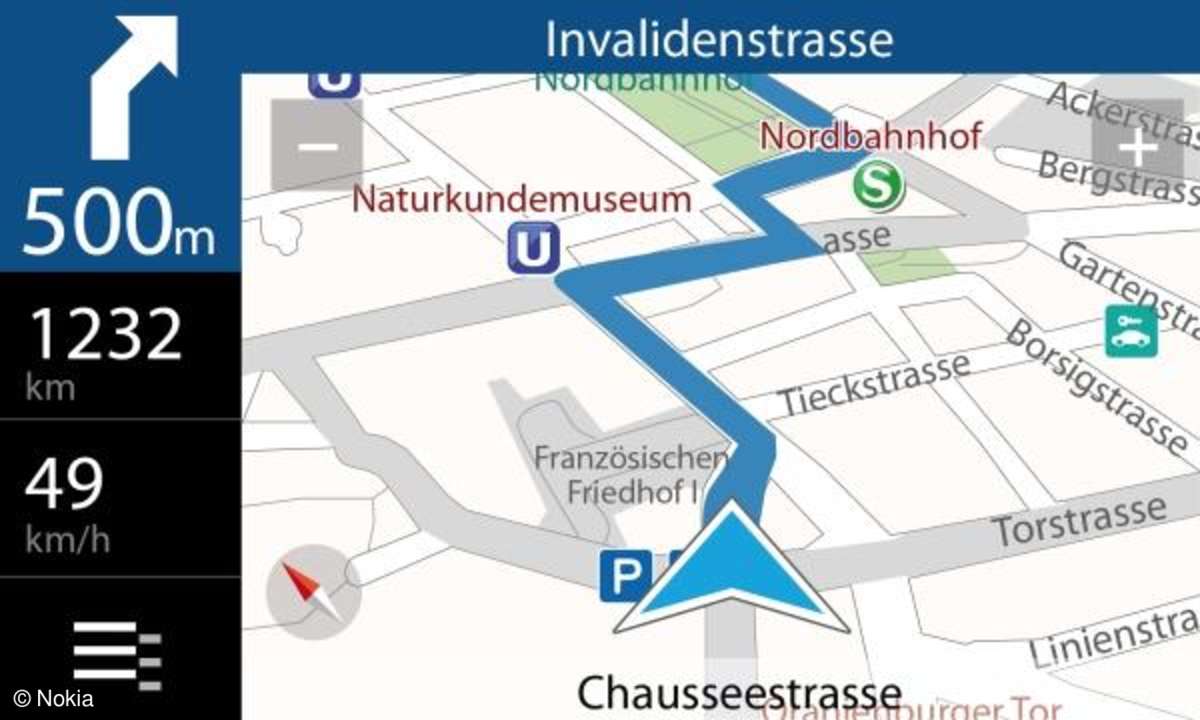 Zielführend: Die klare Darstellung macht die Suche nach Points of Interest in der Stadt zum Vergnügen - übrigens auch für Fußgänger.