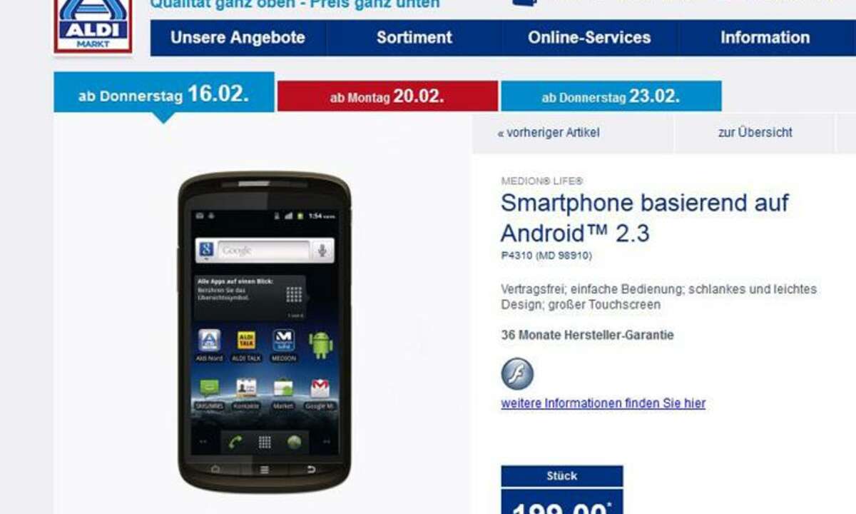 Handy-Angebote: Medion Smartphone bei Aldi Nord