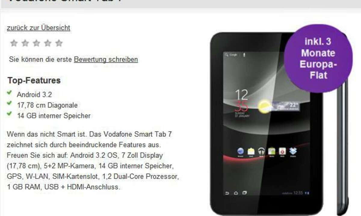 Vodafone bringt Android-Tablet Smart Tab 7