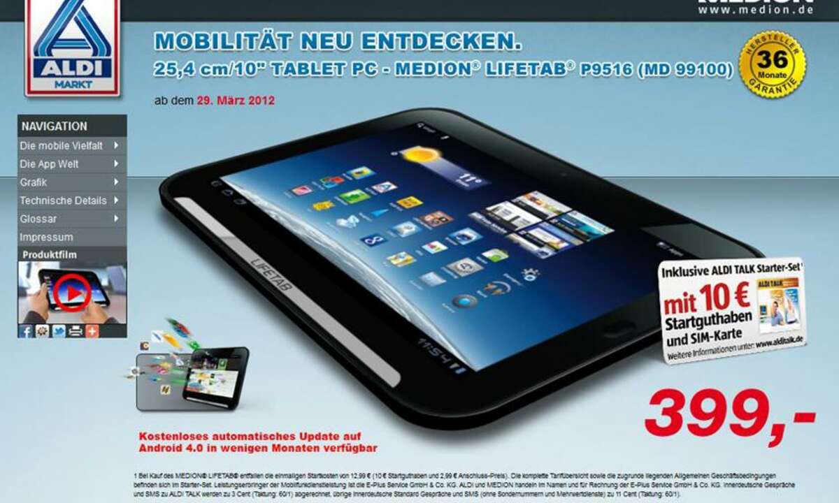 Medion Lifetab P 9516, Aldi Nord