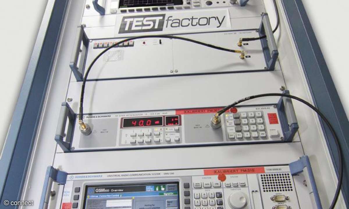 Simulierte Basisstation CMU200 von Rohde & Schwarz in der Testfactory.