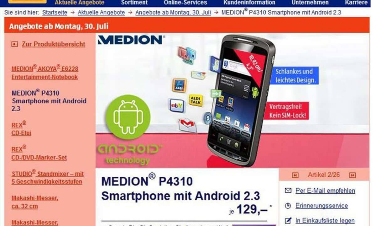 Aldi Aktion Medion P4310, Mediion P4310
