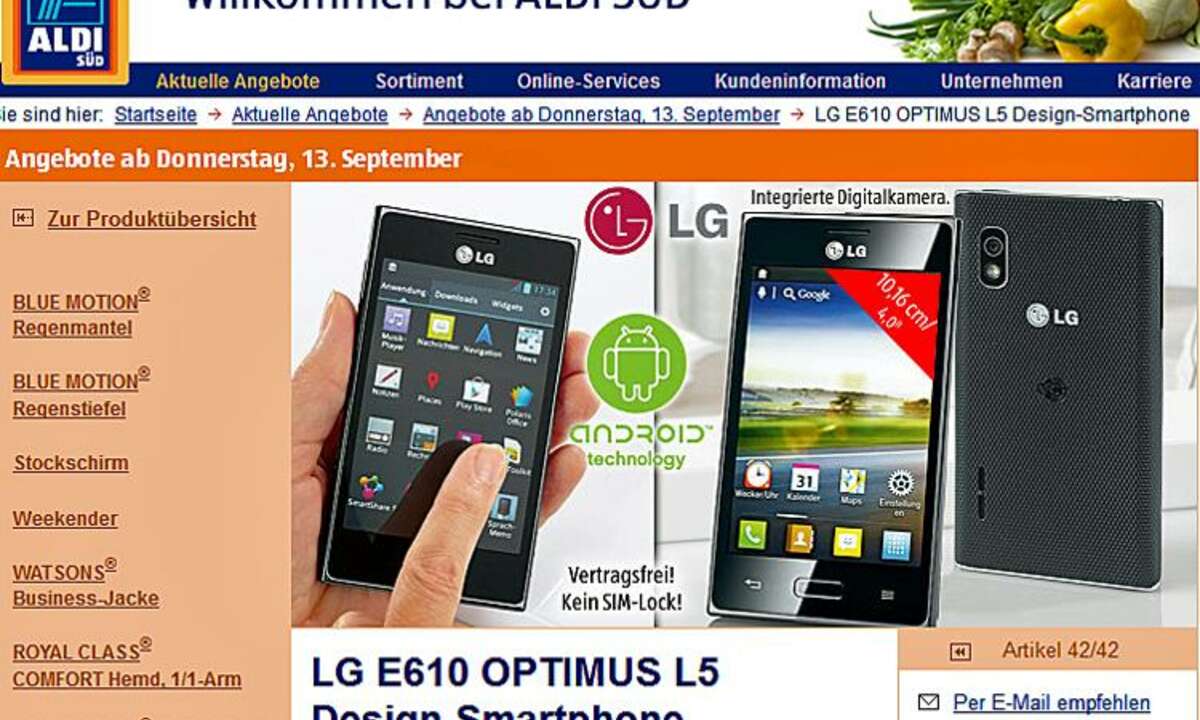 Aldi Süd Aktionsangebot, LG Optimus L5
