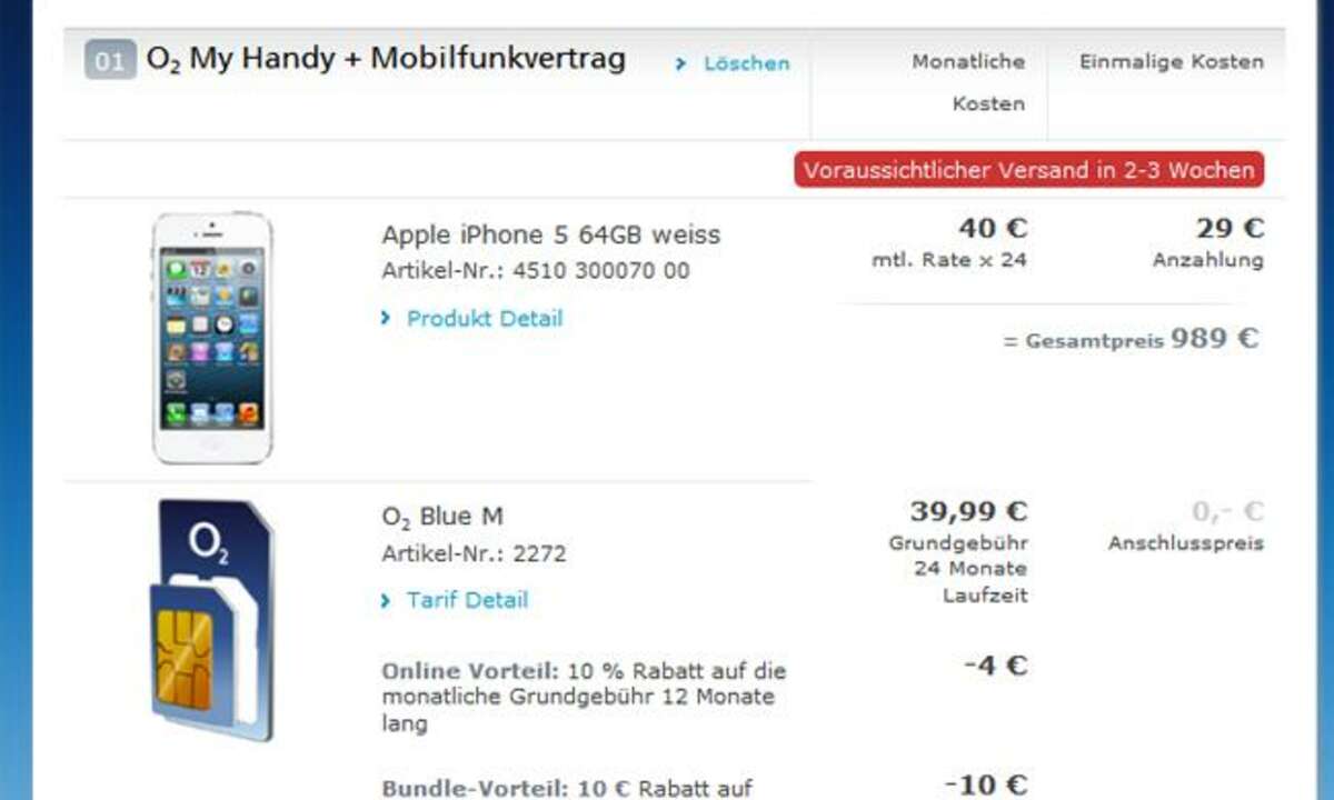 Apple iPhone 5 O2 Germany,