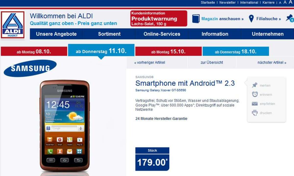 Aldi Nord Aktion, Samsung Galaxy XCover