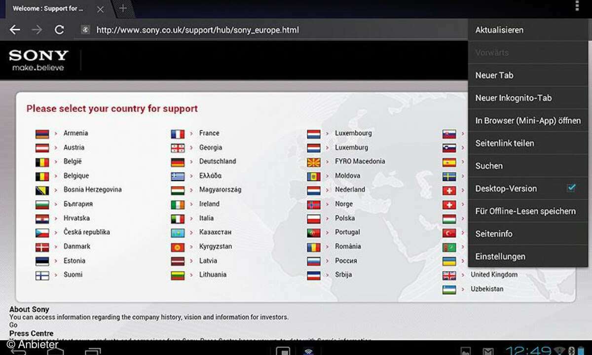 Android 4.0 für Tablets