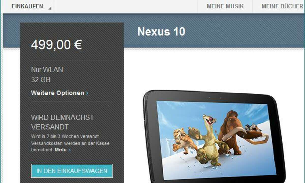 Nexus 10: Jetzt bei Google Play bestellbar