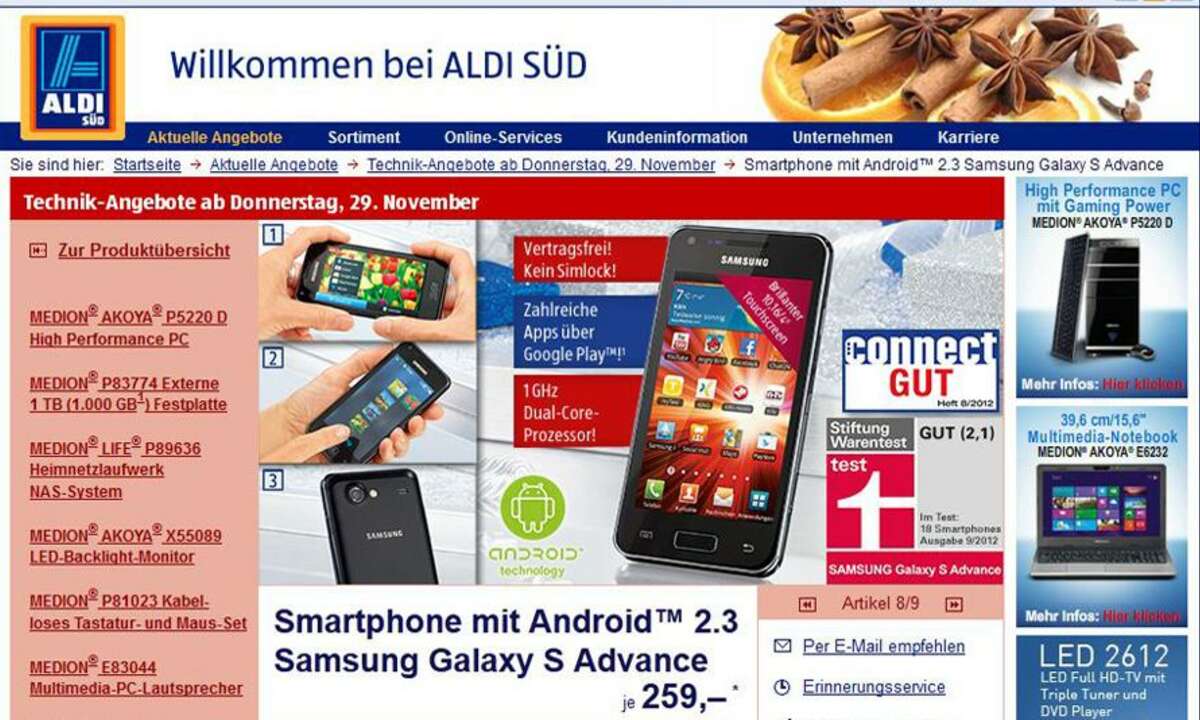 Aldi Süd: Galaxy S Advance im Angeobt