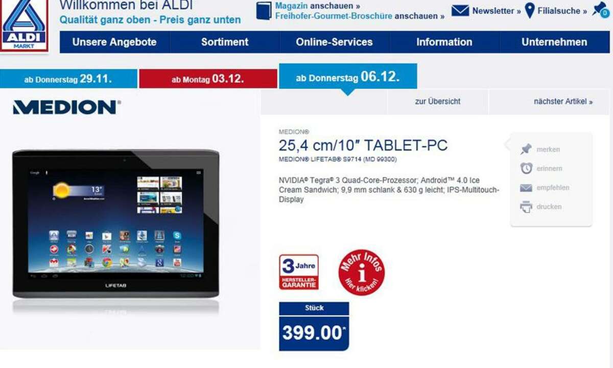 Aldi Aktion, Medion Lifetab S9714