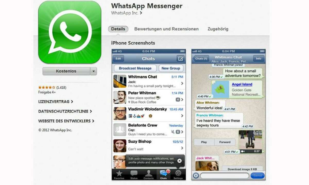 WhatsApp, iPhone, Messenger