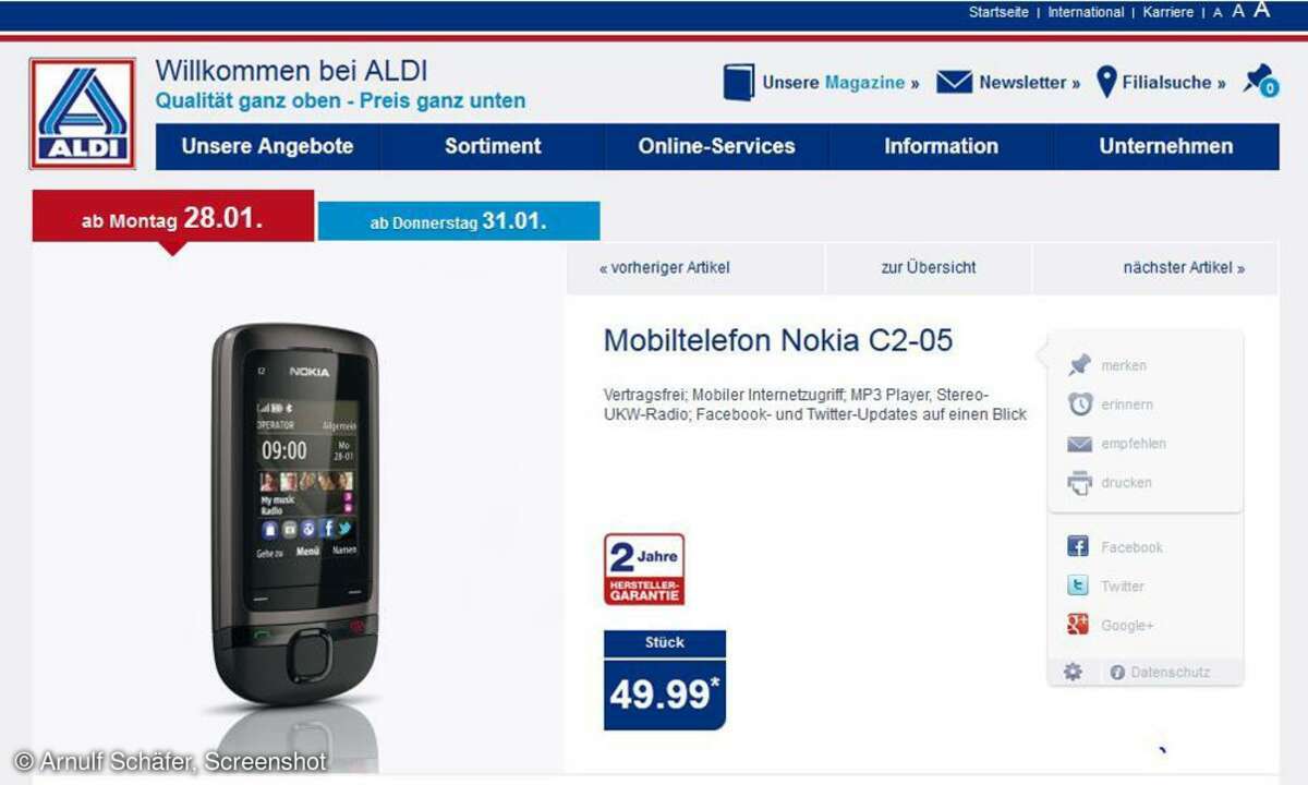 Aldi Aktion, Nokia C2-05