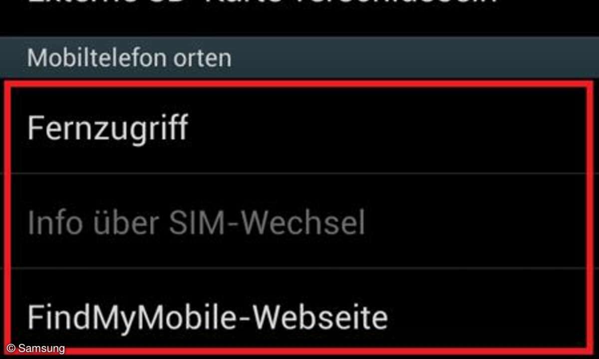 Samsung Galaxy orten - Screenshot