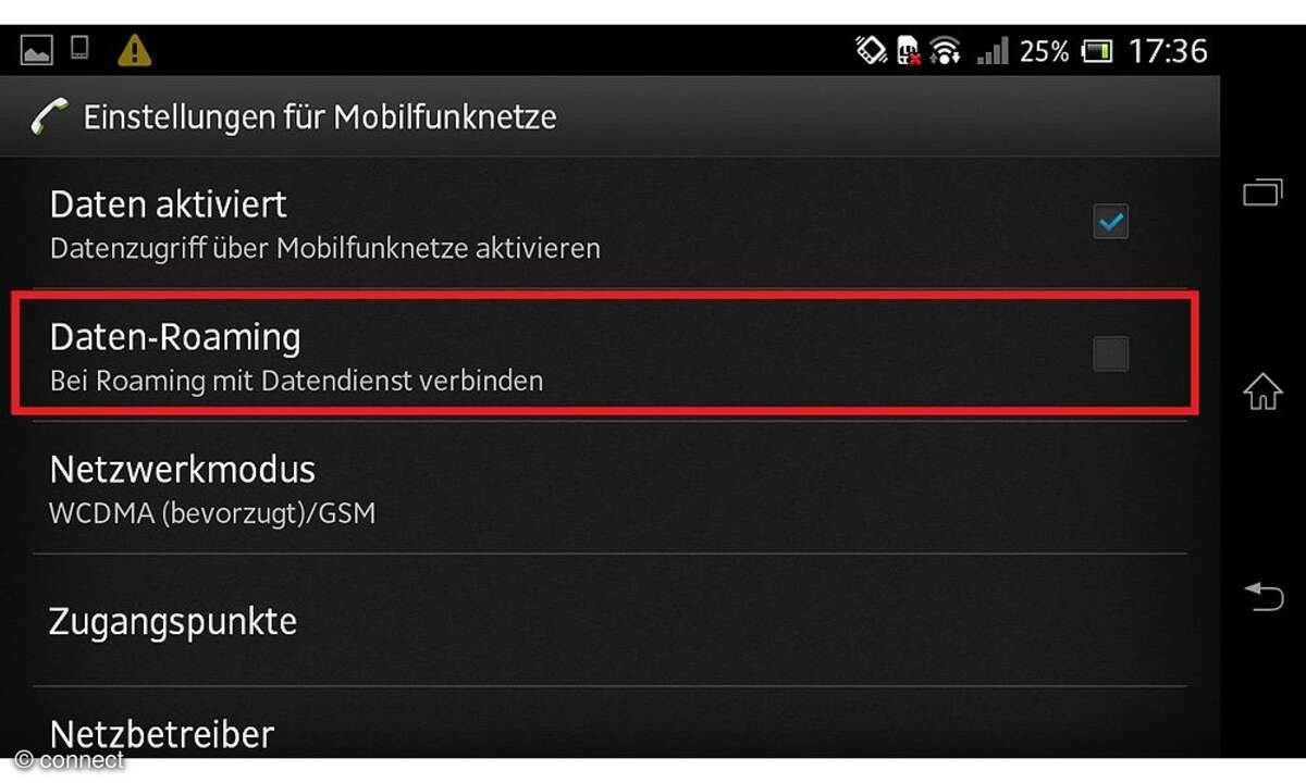 Roaming verbieten