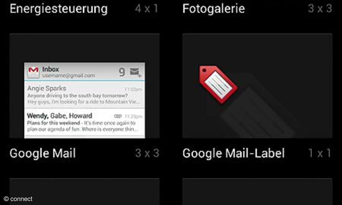 Google Android UI - Widgets platzieren