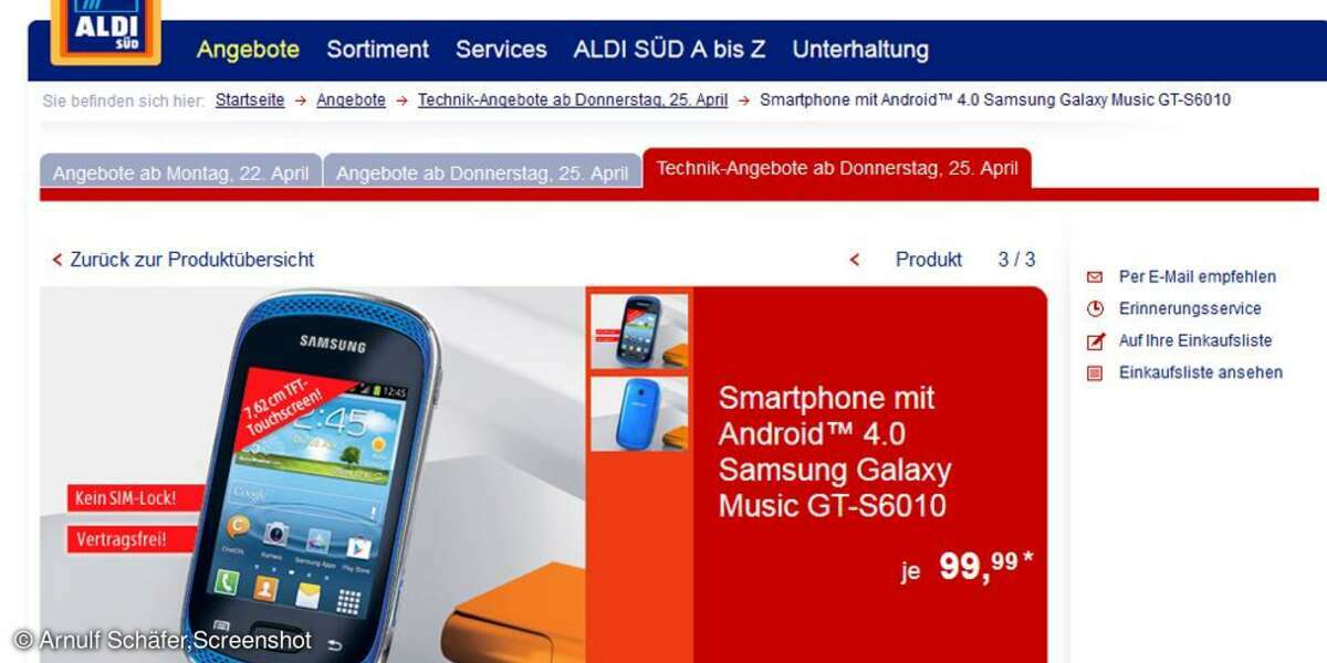 Aldi Aktion,Samsung Galaxy Music