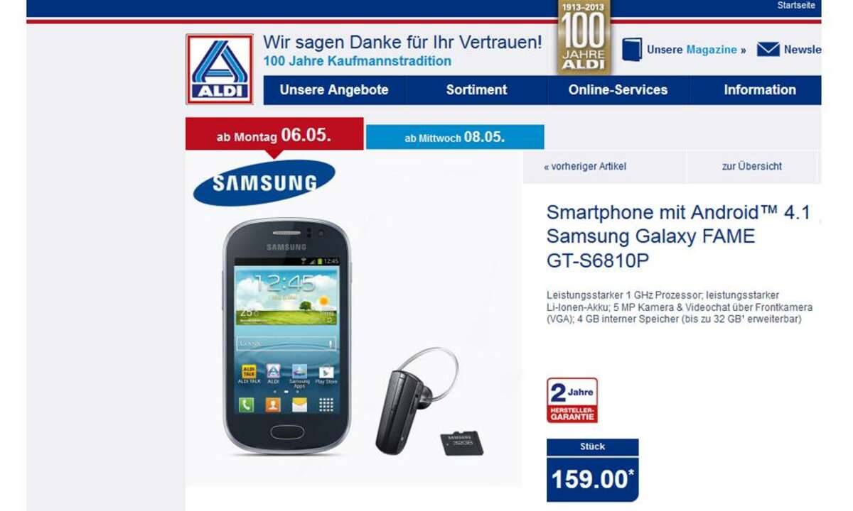 Aldi Nord, Samsung Galaxy Fame