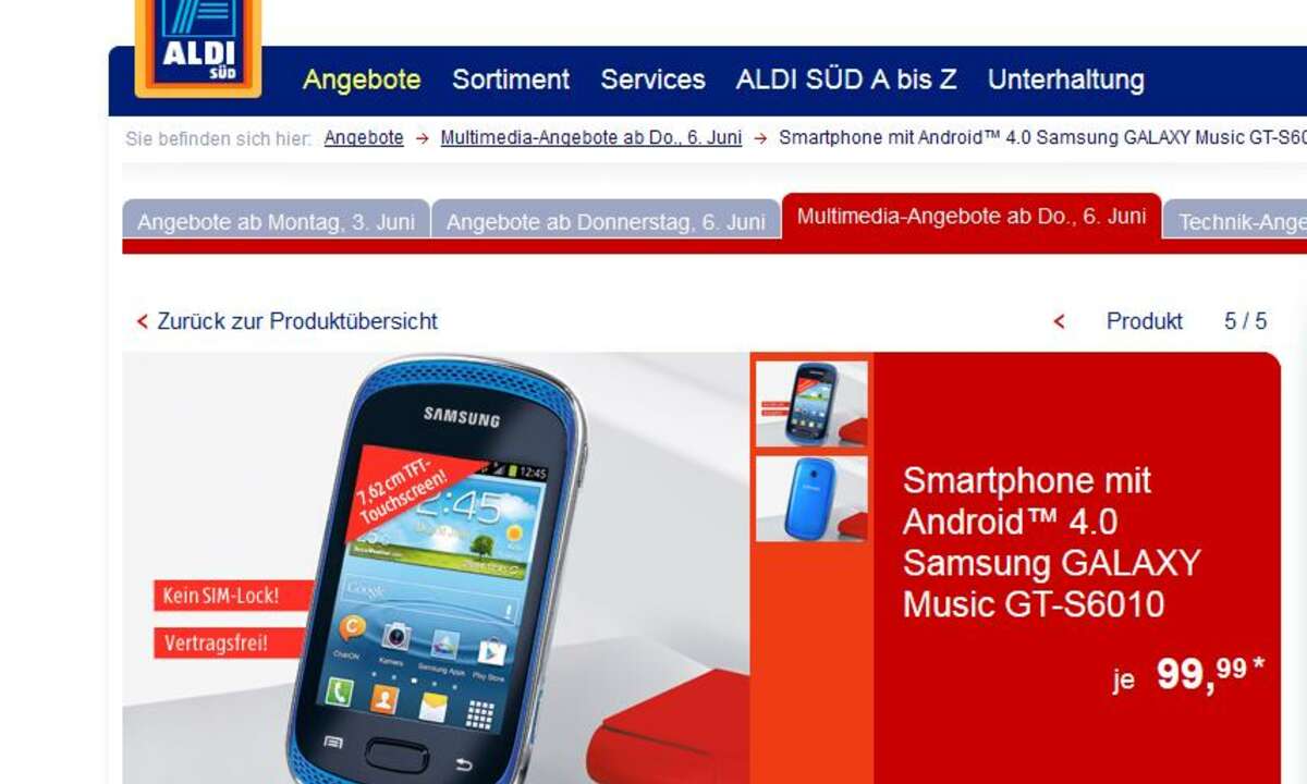 Aldi Aktion,Samsung Galaxy Music