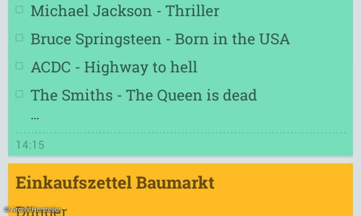 Google Keep Farbnotizen einspaltig