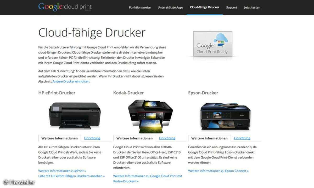 Cloud Printing-fähige Drucker