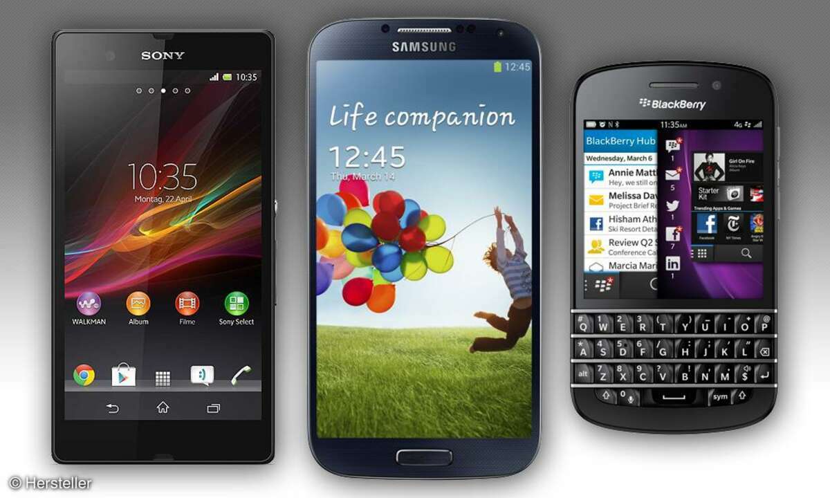 Xperia Z, Galaxy S4, Blackberry Q10