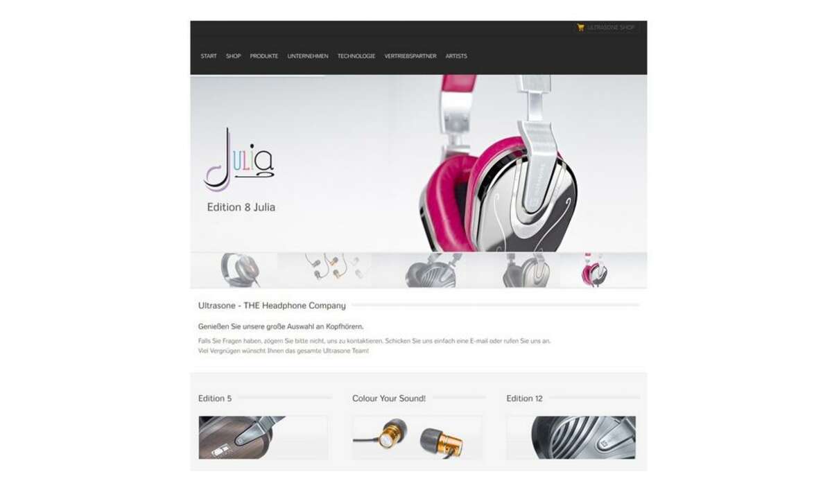 Ultrasone Website Screenshot