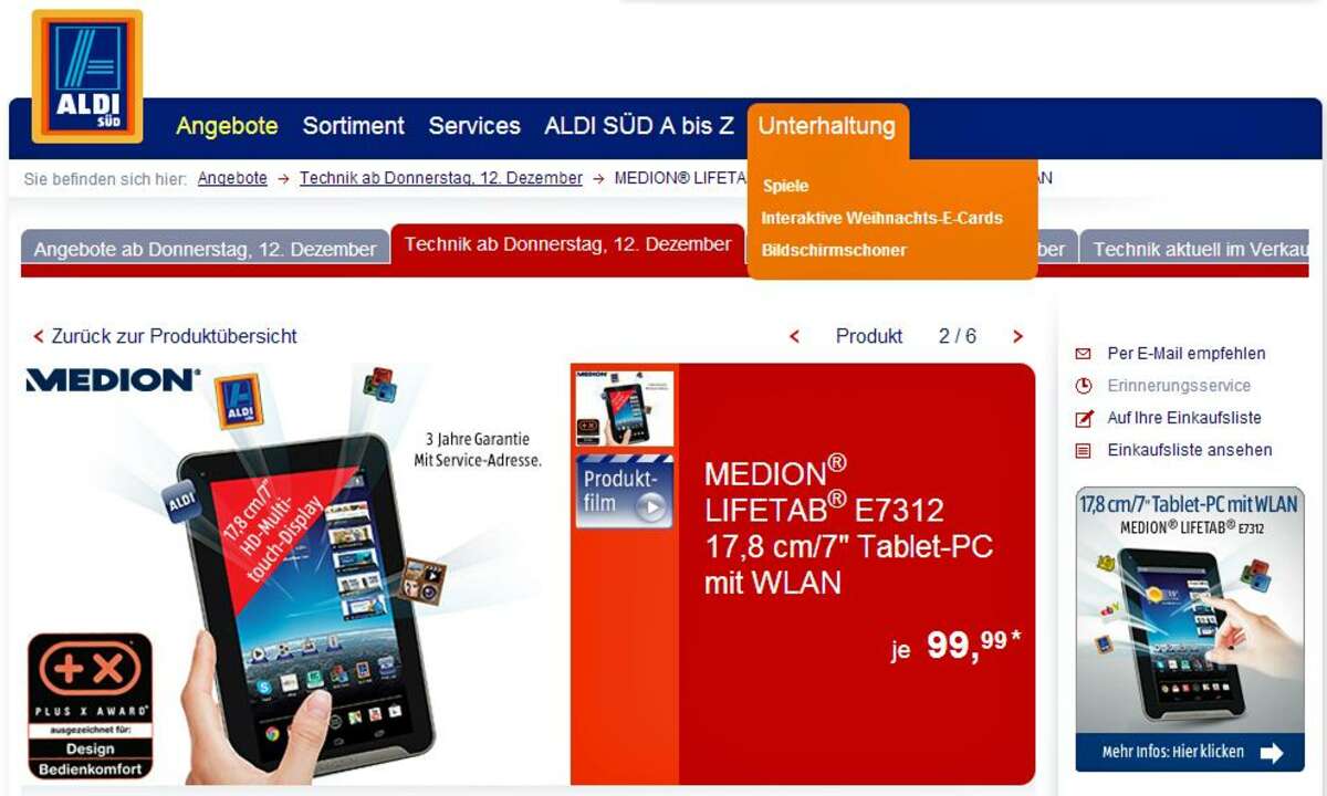Aldi Aktion,Medion Lifetab E7312
