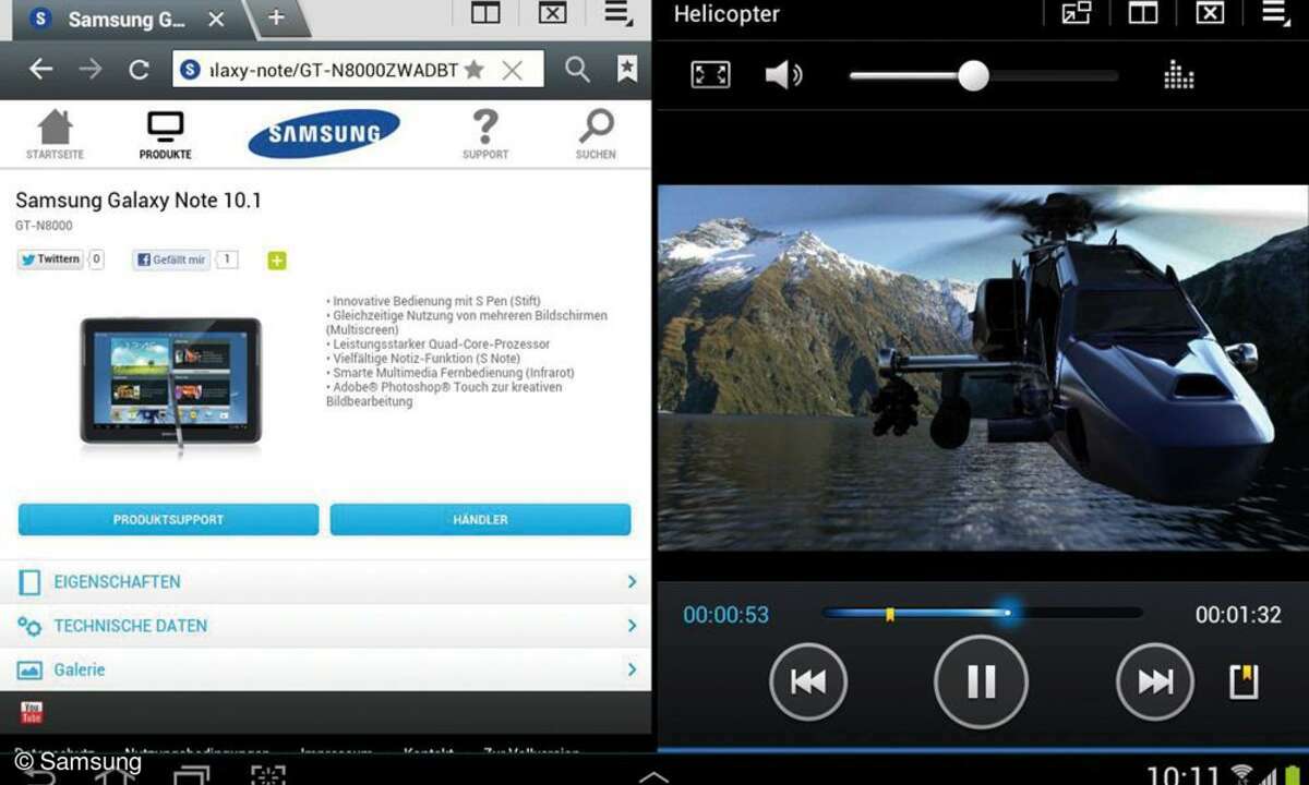 Samsung-Tablet Galaxy Note 10.1 - Multiscreen