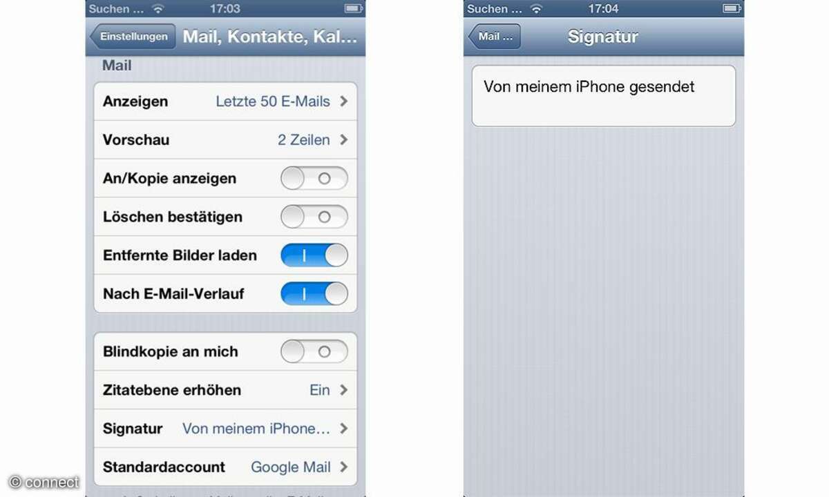 Einstellungen iPhone 5