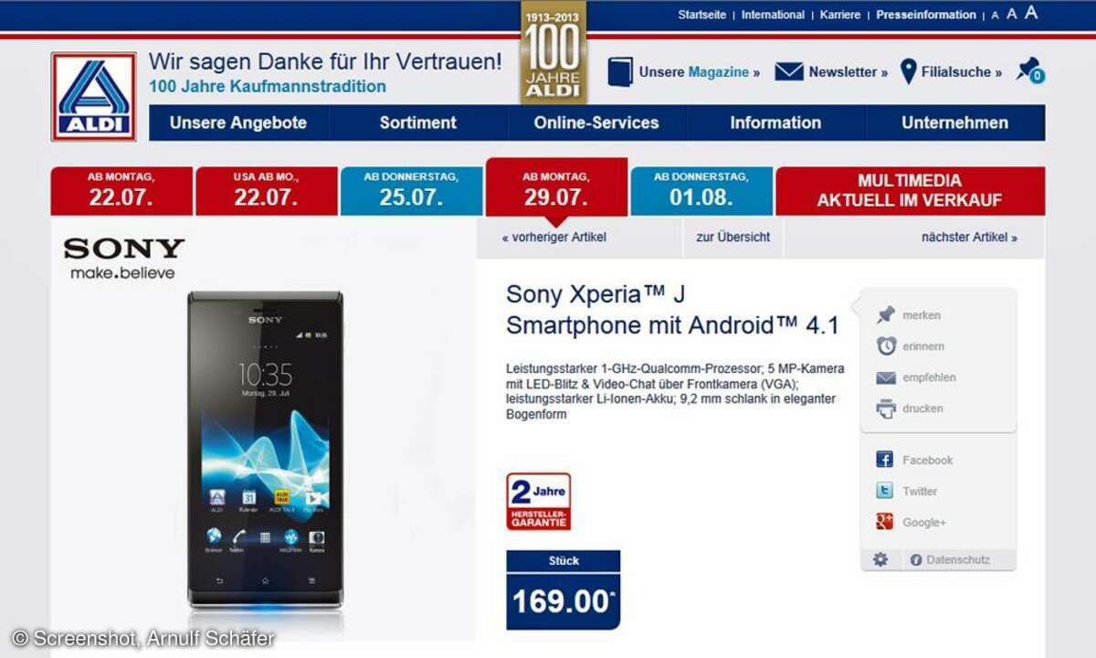 Aldi Nord,Sony Xperia J