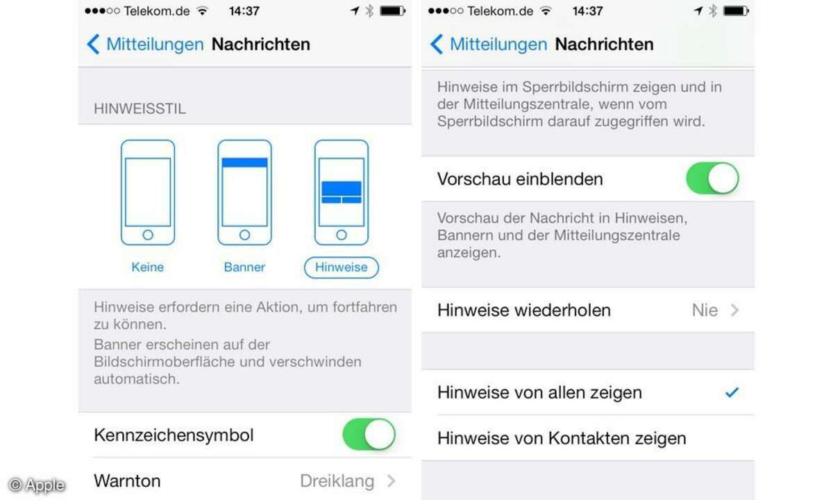 Apple, iOS7, konfigurieren, Screenshot