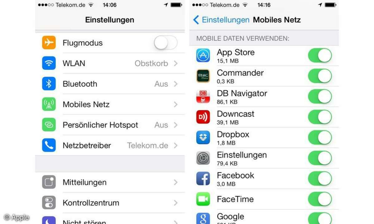 Apple, iOS7, konfigurieren, Screenshot