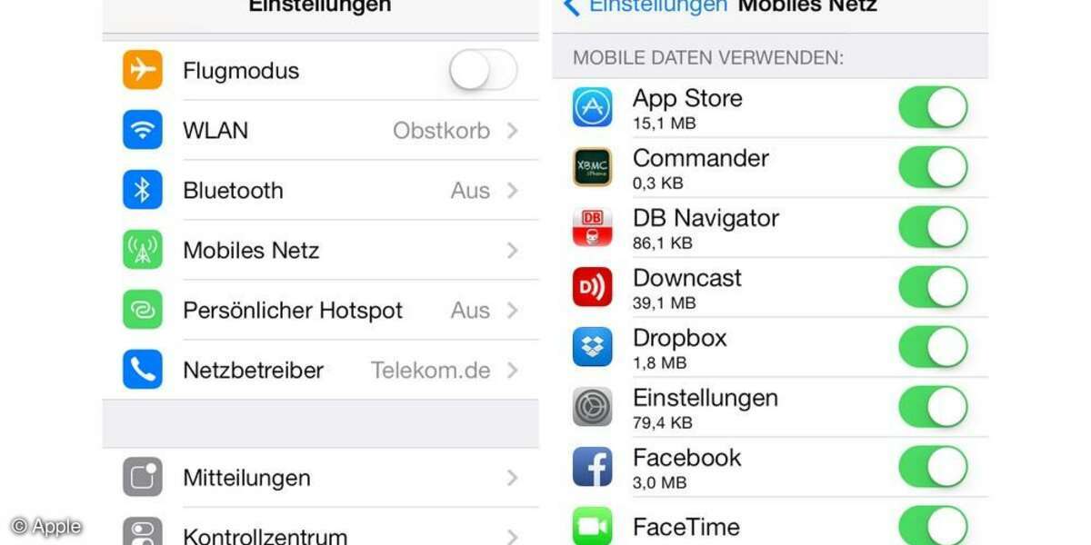 Apple, iOS7, konfigurieren, Screenshot