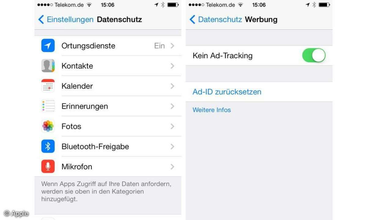 Apple, iOS7, konfigurieren, Screenshot