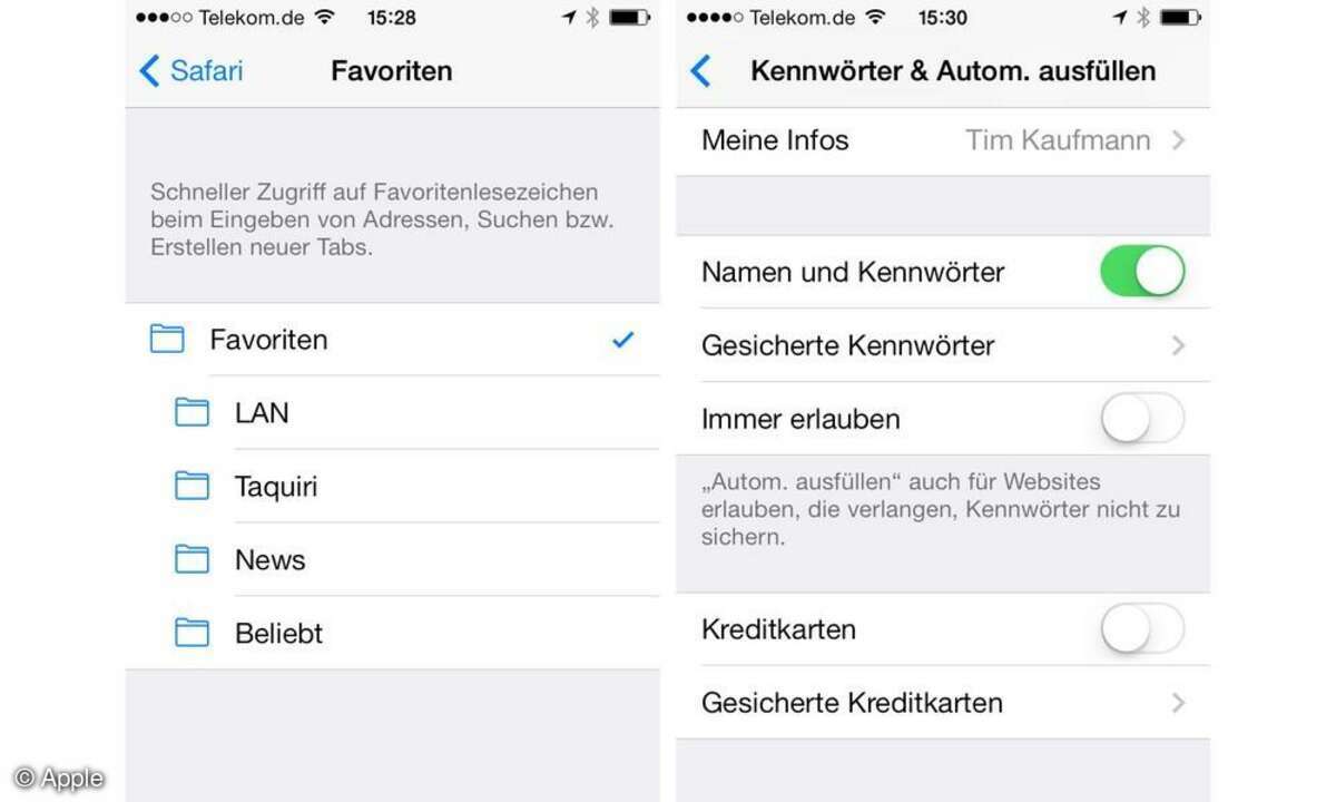 Apple, iOS7, konfigurieren, Screenshot