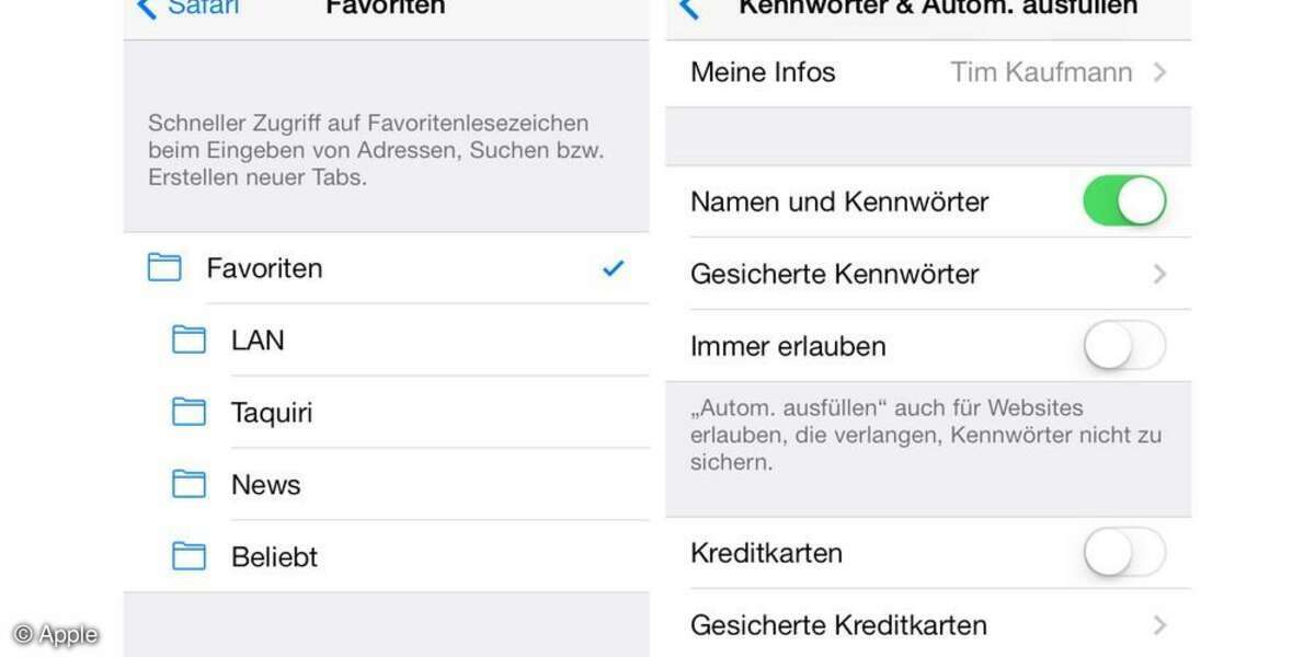 Apple, iOS7, konfigurieren, Screenshot