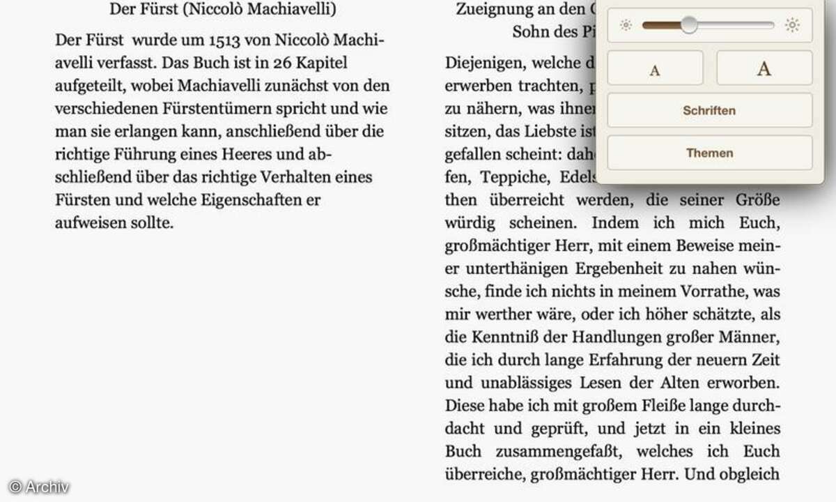 Leseprobe Apple iBooks Einstellungen