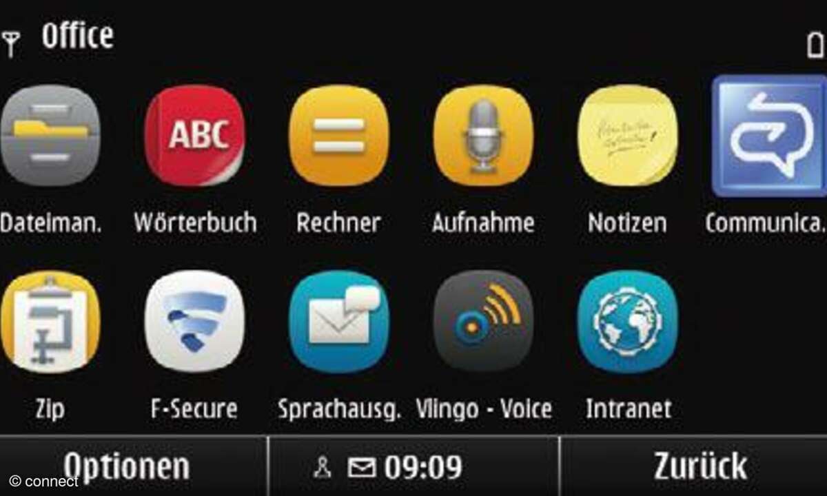 Nokia 500 Startbildschirm