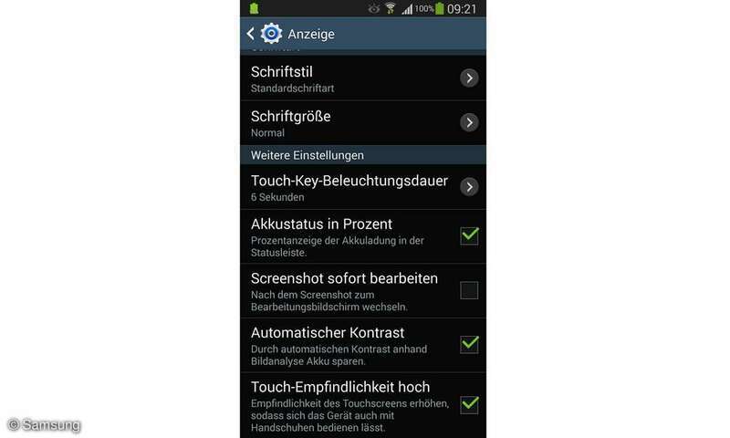 Galaxy S4: Touchscreen einstellen - connect
