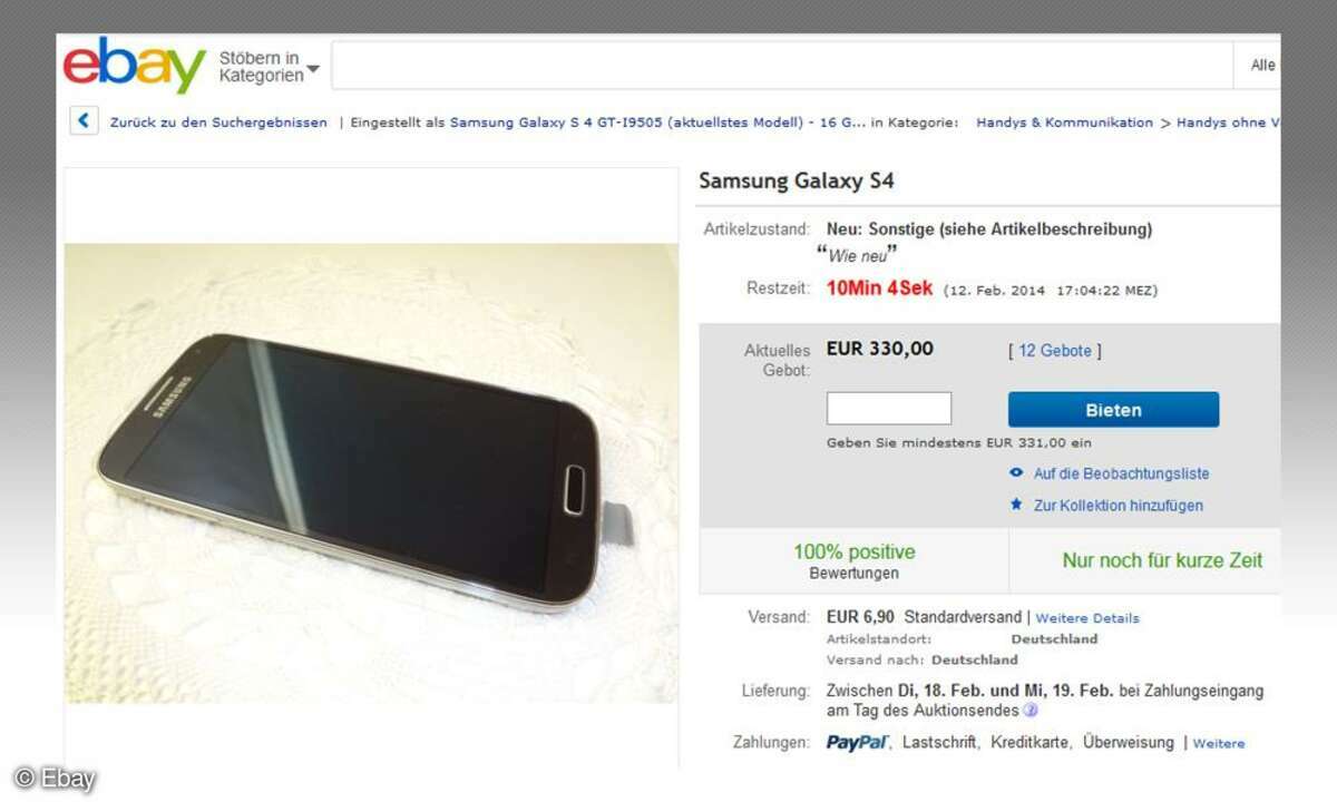 Ebay-Versteigerung Galaxy S4