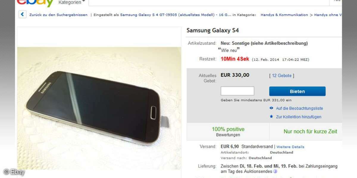 Ebay-Versteigerung Galaxy S4