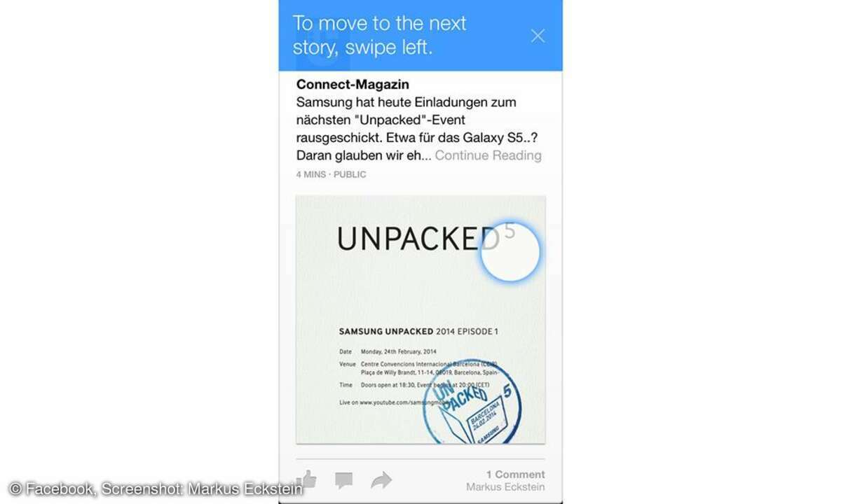 Facebook Paper, Screenshot