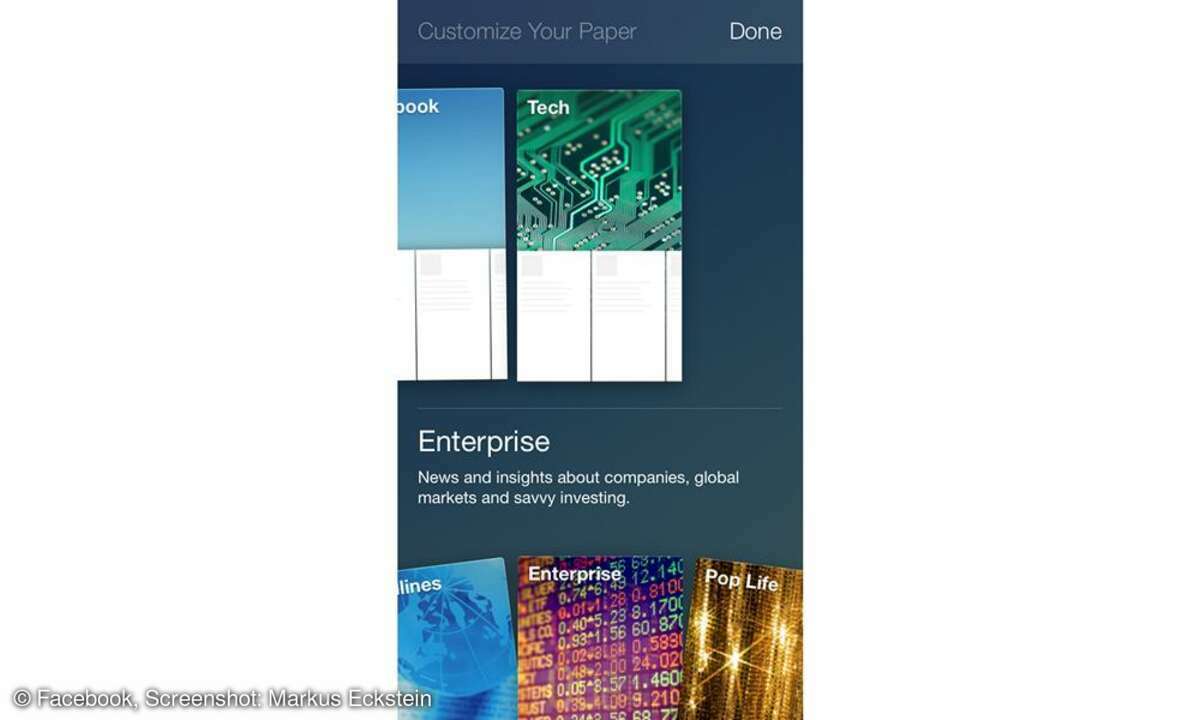 Facebook Paper, Screenshot