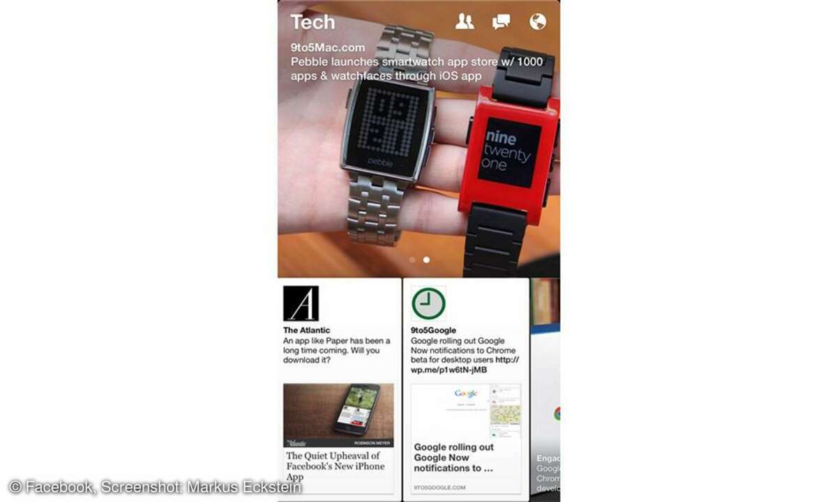 Facebook Paper, Screenshot